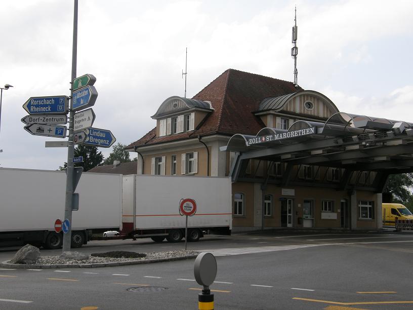Hraničný prechod medzi Rakúskom a Švajčiarskom - St. Margrethen.